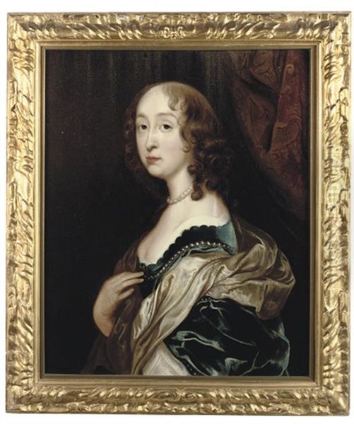 Portrait Of A Ladyin A Blue Velvet Dress And Silk Wrap - view 1