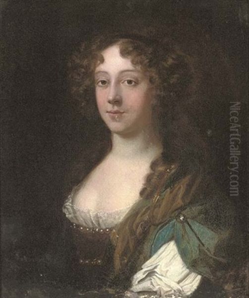 Portrait Of A Lady (lady Middleton ?), In A Brown Dress With Lace Trim - view 1