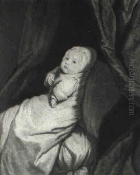 Portrait Of A Baby Wearing White Robes - view 1