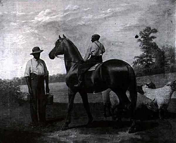 Thoroghbred And Two Grooms - view 1