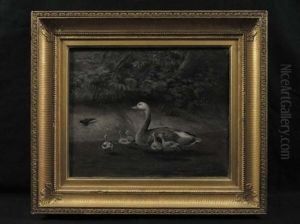 Mother Duck And Ducklings Illustration by William Holbrook Beard