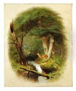 Deer By A Forest Brook by William Holbrook Beard