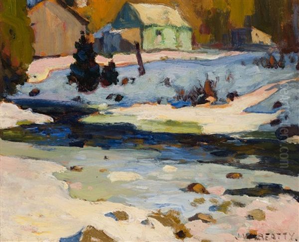 Sketch For Winter Sunshine, Bellefountain [sic] (cabin At River's Edge In Winter) - view 1