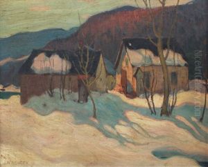 Winter Landscape With Farm House by John William Beatty