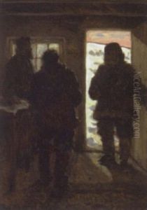Cabin Interior With Figures by John William Beatty