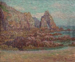 Cote Rocheuse En Bord De Mer by Alcide-Marie le Beau