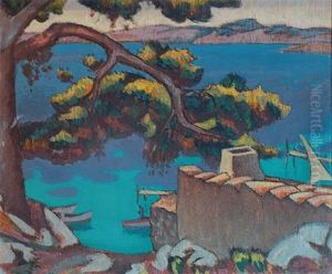 Paysage De Mediterranee by Alcide-Marie le Beau