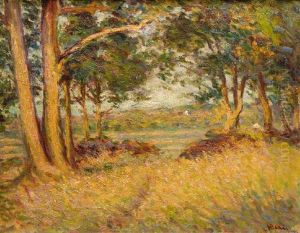 Bluhende Wiese Mit Baumen by Henri Beau