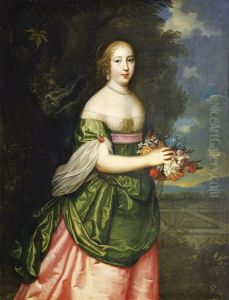 Portrait D"une Jeune Femme Tenant Un Bouquet De Fleurs