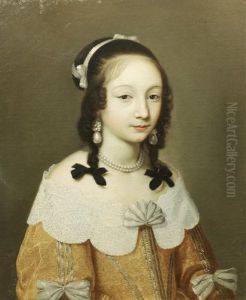 Portrait Of A Lady, Bust-length, In A Gold Dress And Lace Collar