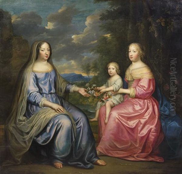 Group Portrait Of Anne Of Austria, Widow Of The French King, Maria Theresa Of Spain, The Queen Of France, And The Grand Dauphin - view 1