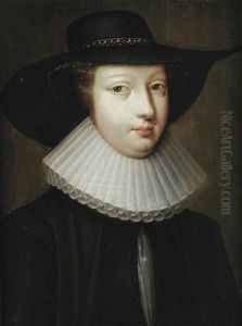 Portrait Of A Boy, In A Black Coat With A White Collar And A Black Hat