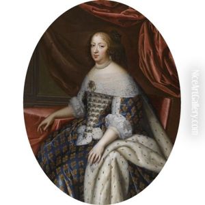 Portrait Of Anne Of Austria, Queen Of France, Seated, Three-quarter Length, Dressed In An Ermine Gown