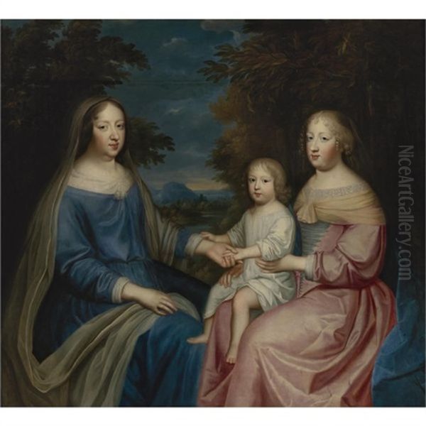 A Portrait Of Anne Of Austria With Marie-therese Of Spain Holding Louis, The Grand Dauphin - view 1