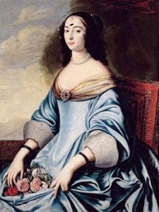 Portrait De Femme En Robe Bleue by Charles Beaubrun