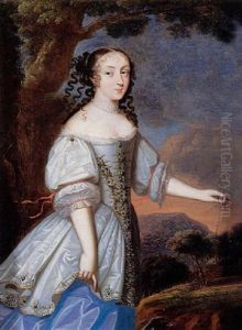 Portrait Of A Lady Wearing A White Silk Dress In A Landscape At Dusk Portrait Of A Lady Wearing A White Silk Dress In A Landscape At Dusk