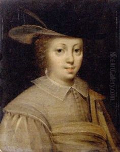 Portrait Of A Gentleman In A White Jacket And A Black Hat With A Feather