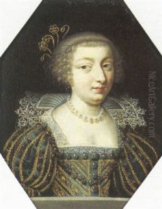 Ritratto Di Gentildonna In Abito E Velo Nero, Decorato Da Gocce Di Quarzo