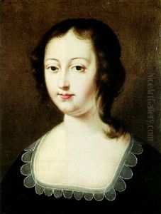 Portrait Of A Young Lady Wearing A Black Lace-trimmed Dress by Charles Beaubrun