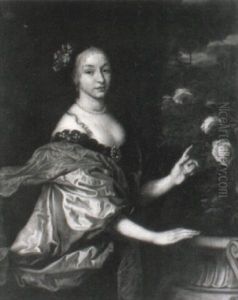 Portrait De Femme Devant Un Bouquet De Roses by Charles Beaubrun
