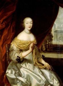 Portrait D'une Jeune Femme En Robe Blanche Devant Une Draperie Rouge
