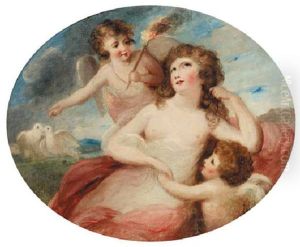 Portrait Of A Lady Attended By Cherubs