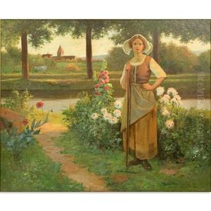 Maiden In Garden by Jean Beauduin