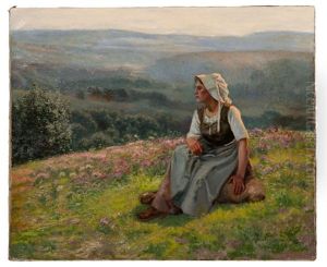 Girl In Meadow by Jean Beauduin