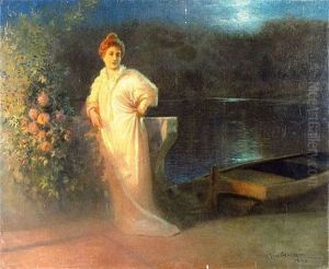 Elegante Au Bord Du Lac by Jean Beauduin