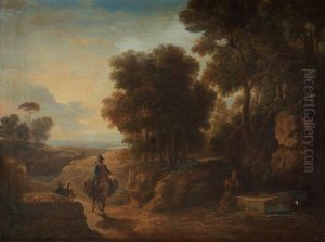 Italian Landscape With Figures by Agostino Aglio