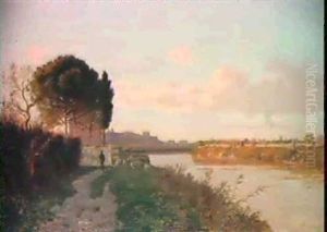 Norditalienische Flusslandschaft by Auguste-Bouthillier de Beaumont