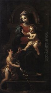 The Madonna And Child Enthroned With The Infant St. John The Baptist by Charles Edouard de Beaumont
