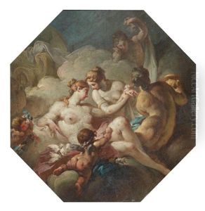 Venus And Her Handmaidens In A Carved Frame by Claudio Francesco Beaumont