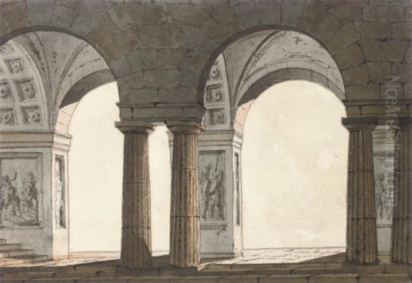 Technical Designs With Coffered Vaulting And Columns - view 1
