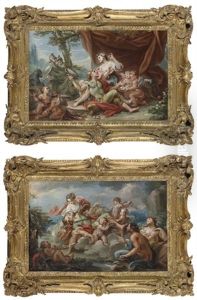 Rinaldo And Armida Surprised By Ubalde And Carlo (+ Armida Watching The Sleeping Rinaldo; Pair) by Claudio Francesco Beaumont