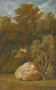 View In The Winter Garden Of Coleorton Hall, Leicestershire; Study Of The Sedia Del Diavolo Temple, Italy (2 Works) by George Howland Beaumont