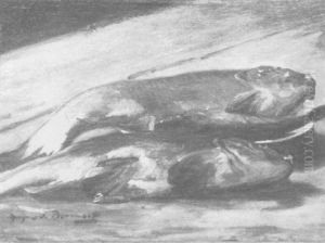 Still Life Of Two Fish by Hugues de Beaumont