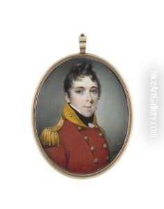 A Portrait Miniature Of A Subaltern Of The Light Company