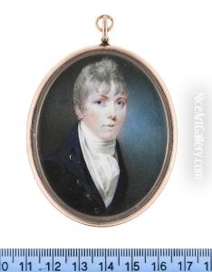 Captain Samuel Edward Cook (later Widdrington) Rn, Wearing Blue Coat, White Waistcoat, Chemise And Stock