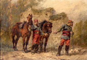 Officier De Cavalerie Et Son Ordonnance Sous Napoleon Iii by Wilfrid Constant Beauquesne