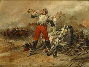 Soldaat En Gewond Paard by Wilfrid Constant Beauquesne