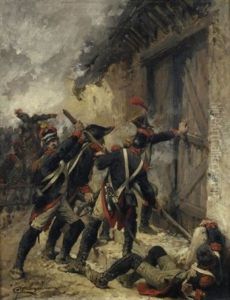 Scene De Combat by Wilfrid Constant Beauquesne