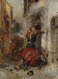 French Soldier In House-to-house Fighting by Wilfrid Constant Beauquesne