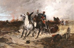 A Critical Moment - Scene From The Franco-prussian War by Wilfrid Constant Beauquesne