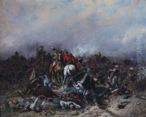 Battle Scene by Wilfrid Constant Beauquesne