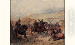 Scene De Bataille by Wilfrid Constant Beauquesne
