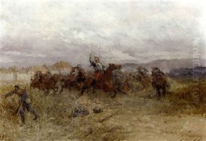 Battle Scene In France by Wilfrid Constant Beauquesne