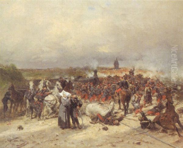 French Soldiers On The Attack: A Scene From The Franco-prussian War - view 1