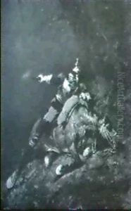 Dramatische Szene Eines Offiziers Auf Seinem Gesturzten, Sterbendem Pferd by Wilfrid Constant Beauquesne