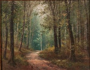 A Sunlit Path Through The Forest by Charles Grant Beauregard